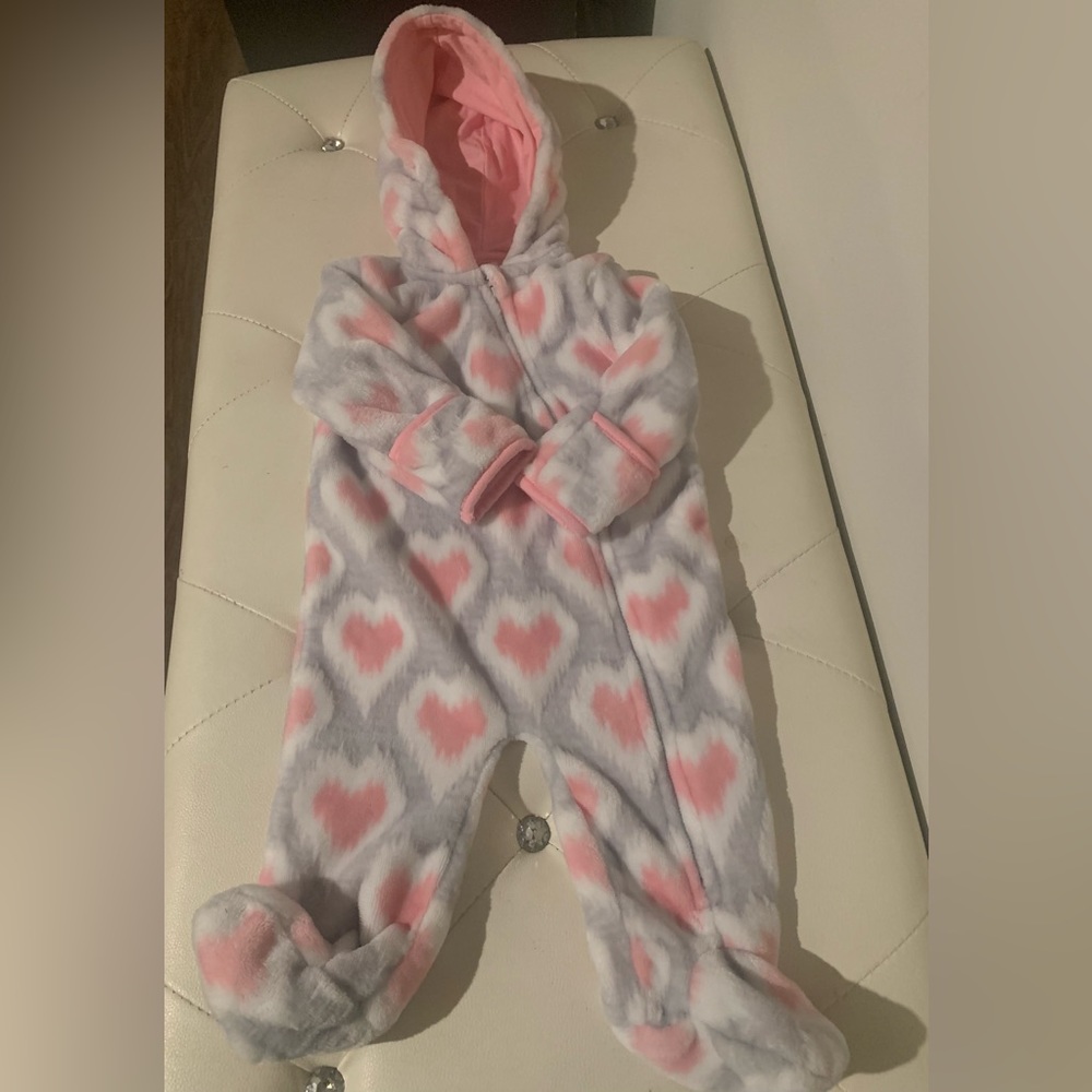 Baby Girl One Piece Cold Weather Suit Pink/Grey Size 3-6 months